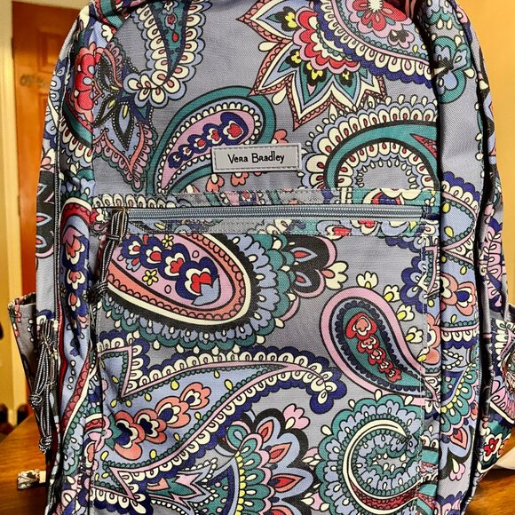 Vera Bradley Lighten Up Purple Grand Backpack In The Kona Paisley Pattern - Picture 3 of 10